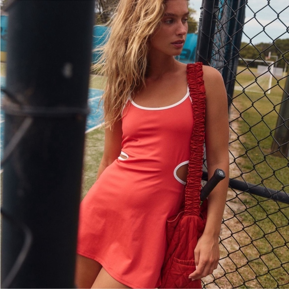 FP Movement by Free People Coral Mini Dress with White Trim